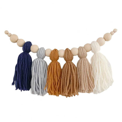 Glow String Baby Room Garland - soft wooden bead decoration for a calm and magical atmosphere