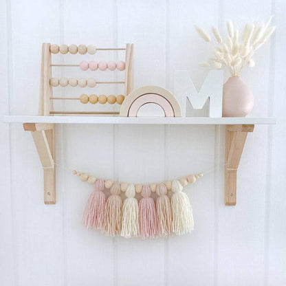 Glow String Baby Room Garland - soft wooden bead decoration for a calm and magical atmosphere