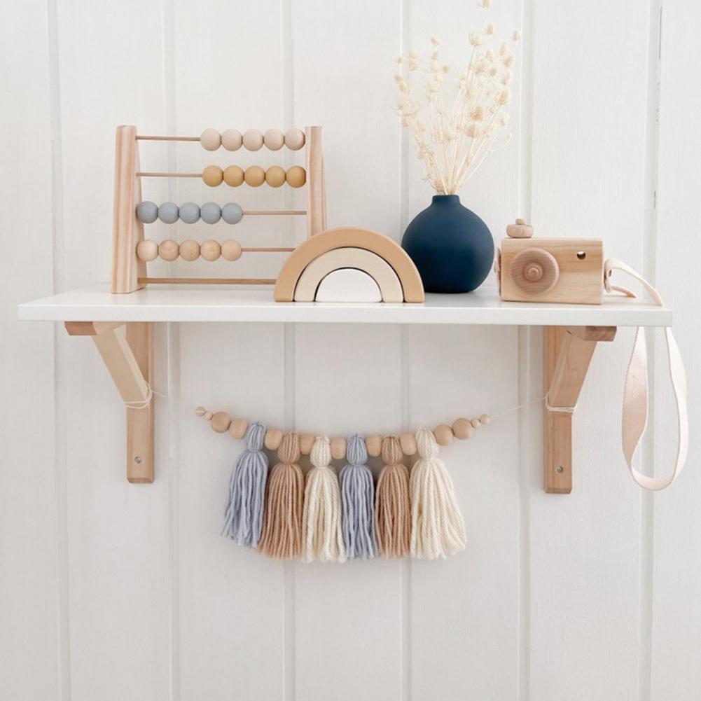 Glow String Baby Room Garland - soft wooden bead decoration for a calm and magical atmosphere