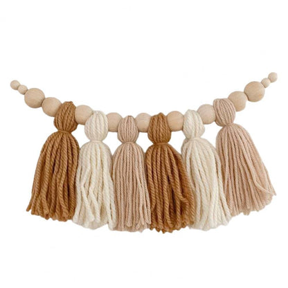 Glow String Baby Room Garland - soft wooden bead decoration for a calm and magical atmosphere