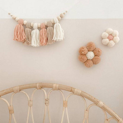 Glow String Baby Room Garland - soft wooden bead decoration for a calm and magical atmosphere