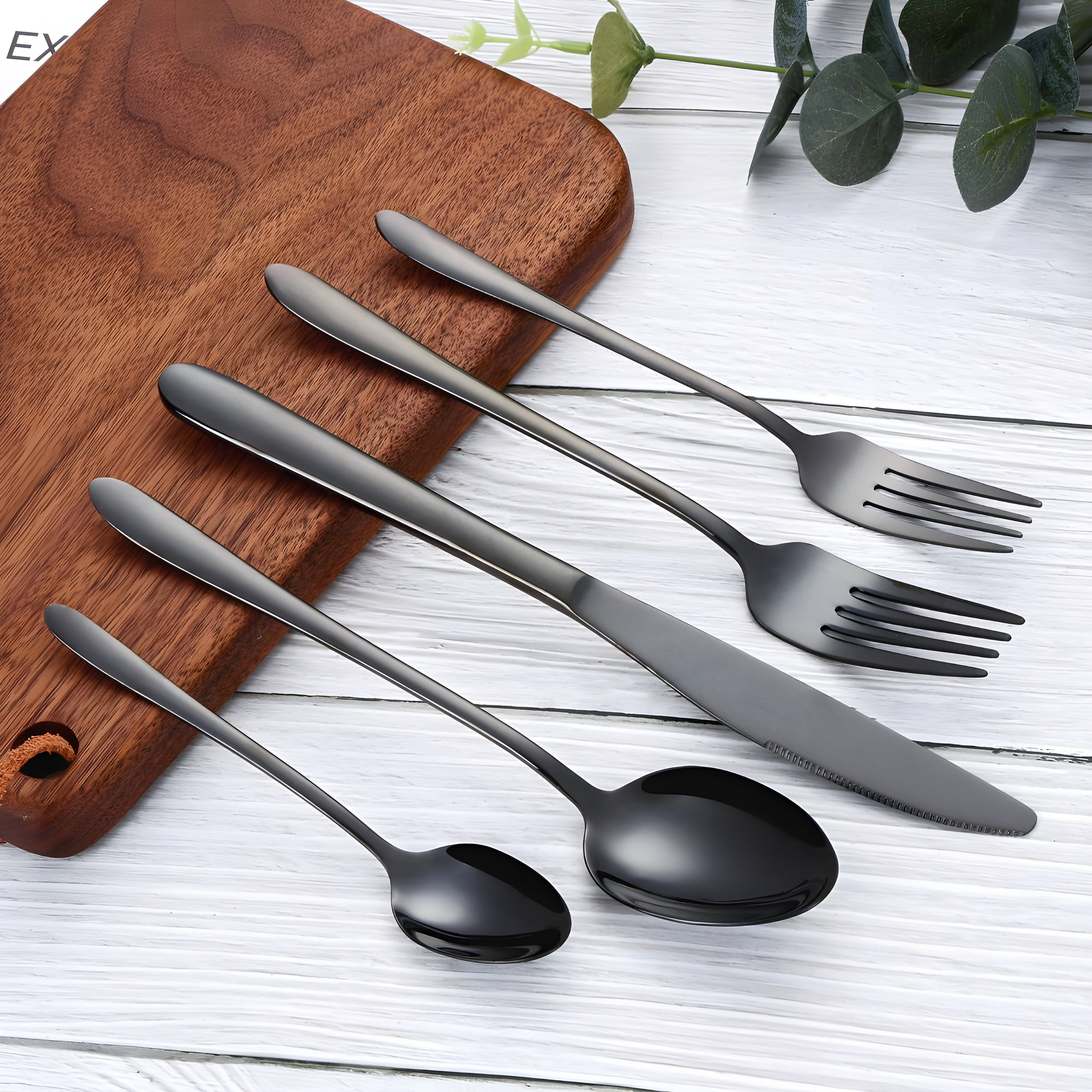 30/35/40 Bitars Rostfritt Stål Svart Bestickset Elegant Design
