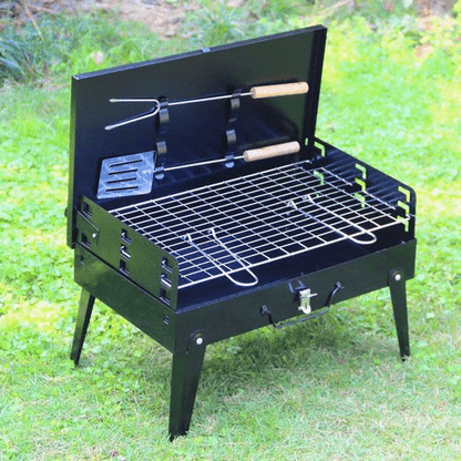 Grillmate Fold - hopfällbar stål koffertgrill för trädgård, camping och utomhus BBQ
