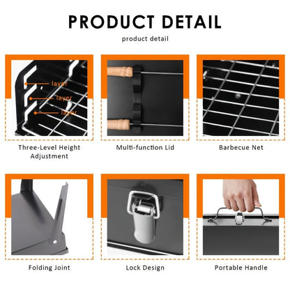 Grillmate Fold - hopfällbar stål koffertgrill för trädgård, camping och utomhus BBQ