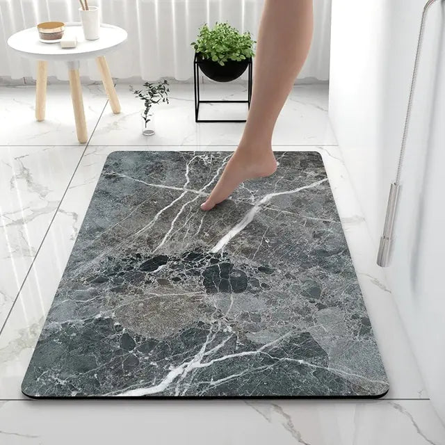 AquaArt Luxe Badmatta | Konstnärlig Design | Mjuk Absorberande Halkfri Mikrofiber | Tegel för Tegel