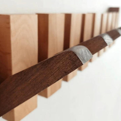 Lyxig Vägghängd Trä Klädhängare – Piano Design Entré Organiser för Nycklar, Hattar &amp; Jackor