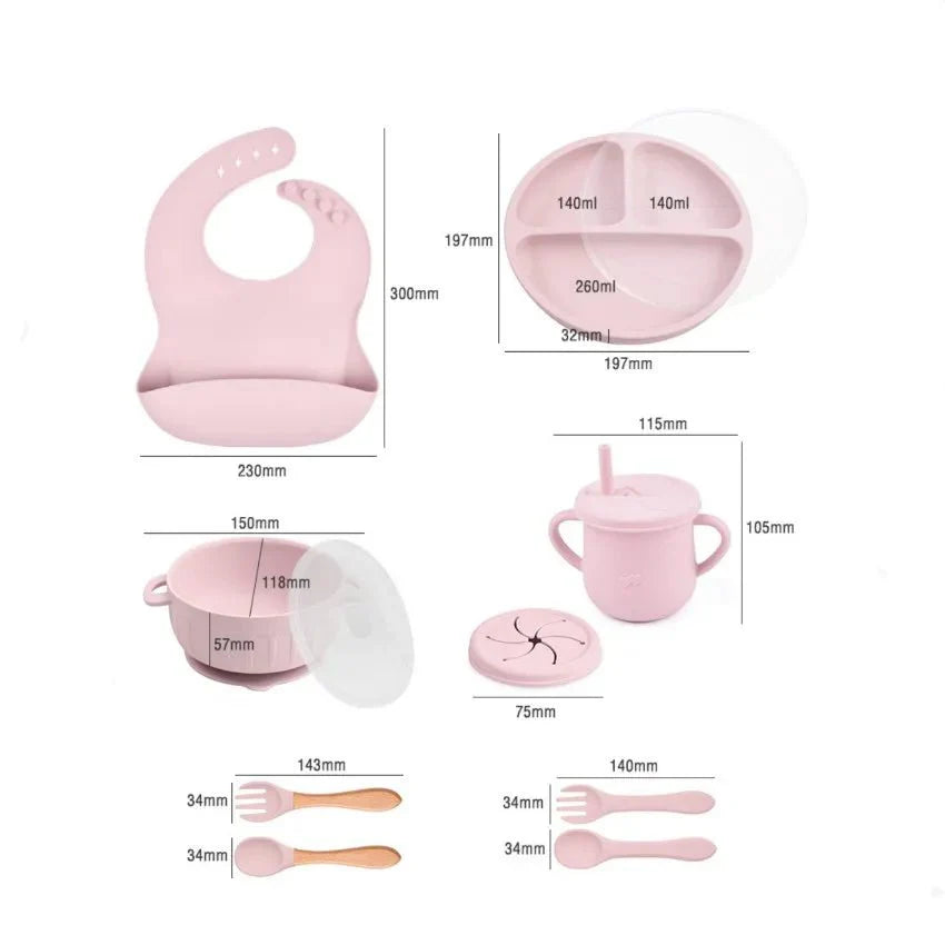 Happymeal Set - Färggarn silikonservis för säker och oberoende ätande