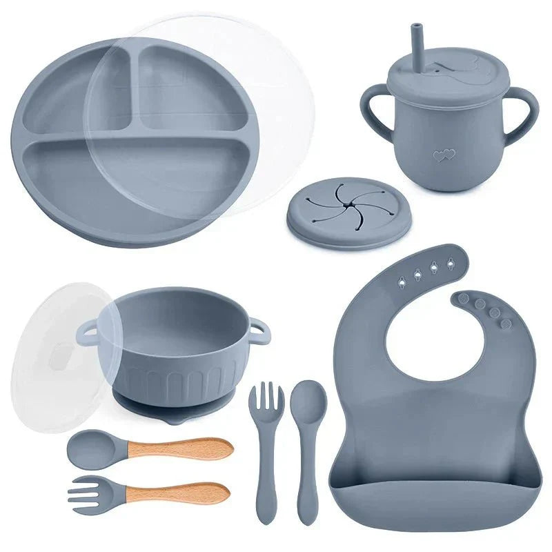 Happymeal Set - Färggarn silikonservis för säker och oberoende ätande