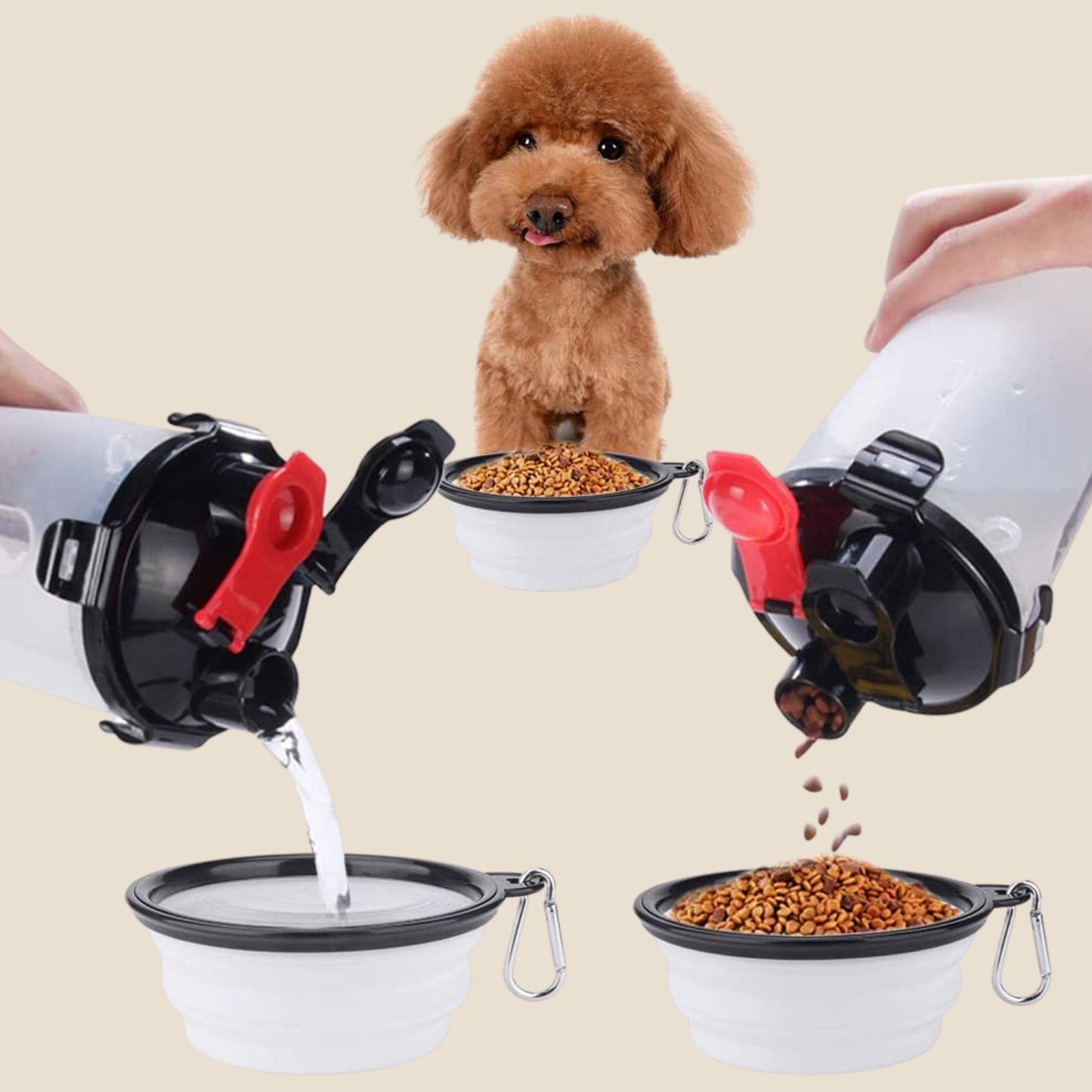 Carvallo PawSip 2-in-1 | För hundar | Med snackfack & återflödesfunktion | BPA-fri & läckagesäker