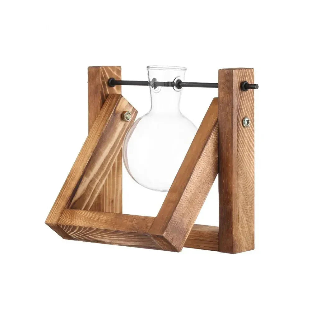 Hydroponisk Glas Terrarium Bordskivan med Träram