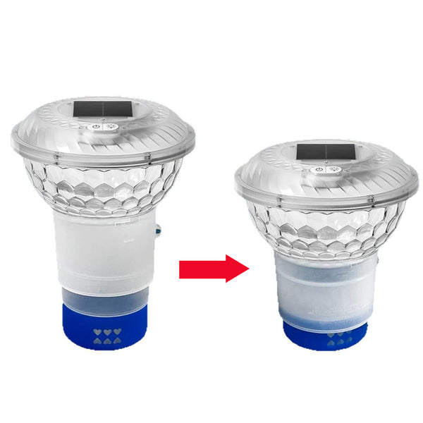 Carvallo Pool-Klorinator LumiFloat RGB | Med LED-ljusshow & Solarladdning | För upp till 33.300 L | 5 ljuslägen