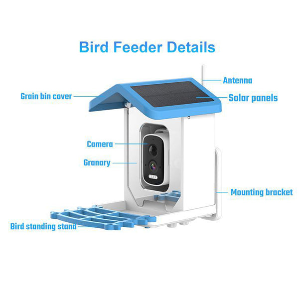 Carvallo med kamera BirdView Pro+ | 2.5K HD &amp; Nattseende | AI-Fågeligenkänning | Sol &amp; USB | IP65