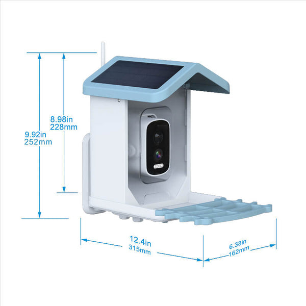 Carvallo med kamera BirdView Pro+ | 2.5K HD & Nattseende | AI-Fågeligenkänning | Sol & USB | IP65