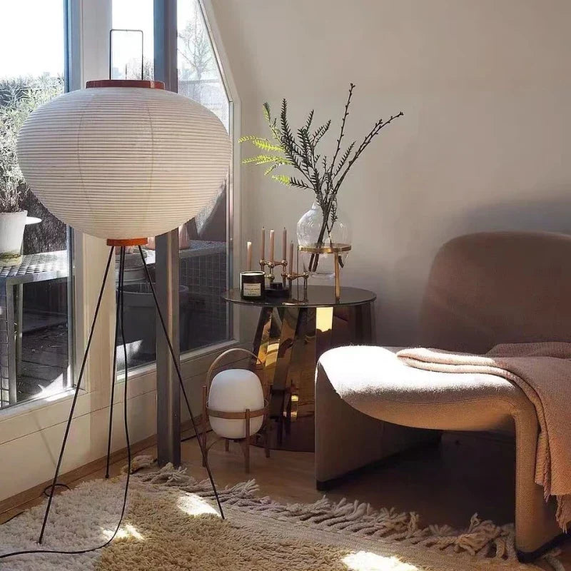 Japansk Golvljus | Rispapper Lampa | Unisex | Metallram &amp; Washi Papper | Brick by Brick