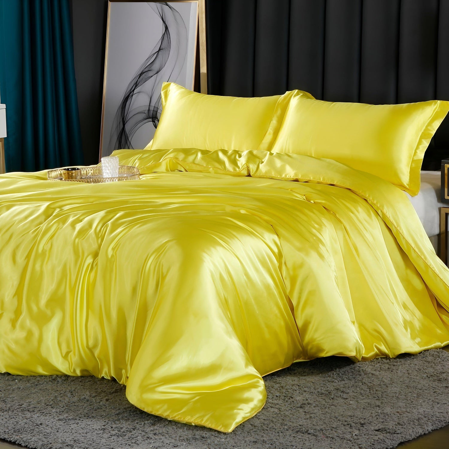RoyalSilk Sängkläder - Lyxigt Satin Duvet Set (1 Påslakan + 1 Duvetörngott + 2 Örngott)