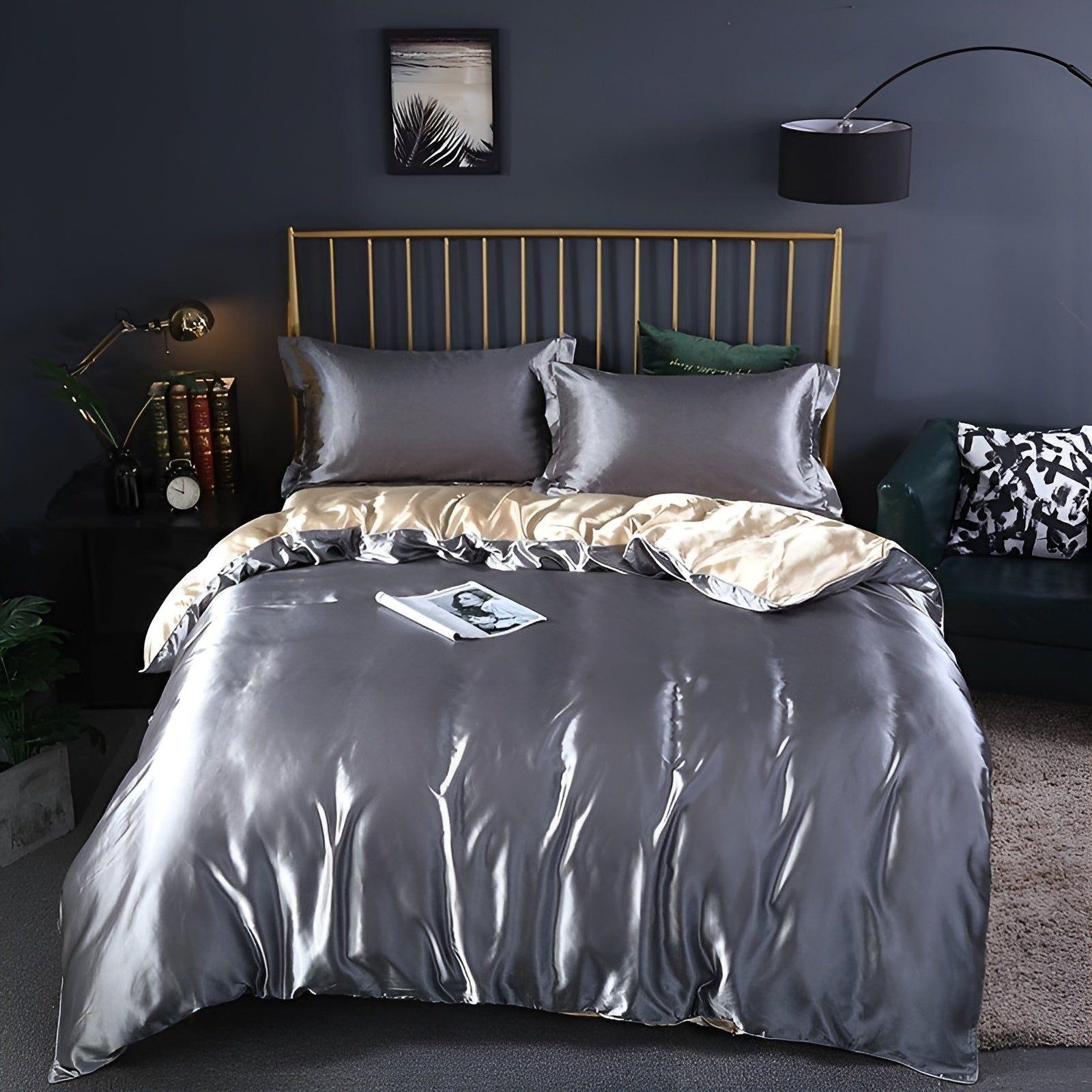 RoyalSilk Sängkläder - Lyxigt Satin Duvet Set (1 Påslakan + 1 Duvetörngott + 2 Örngott)