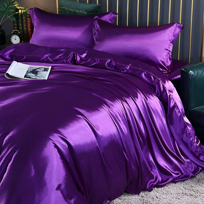 RoyalSilk Sängkläder - Lyxigt Satin Duvet Set (1 Påslakan + 1 Duvetörngott + 2 Örngott)