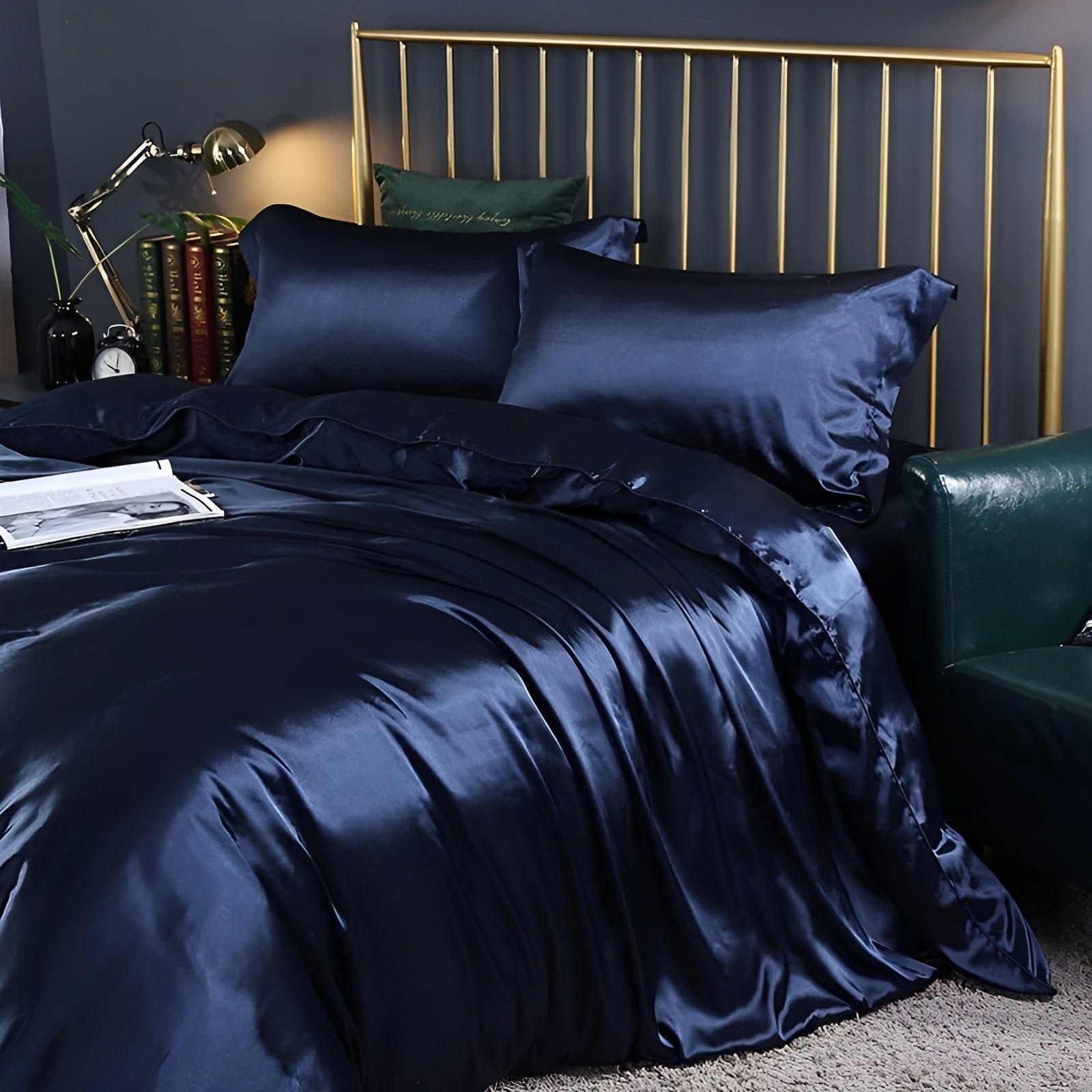 RoyalSilk Sängkläder - Lyxigt Satin Duvet Set (1 Påslakan + 1 Duvetörngott + 2 Örngott)