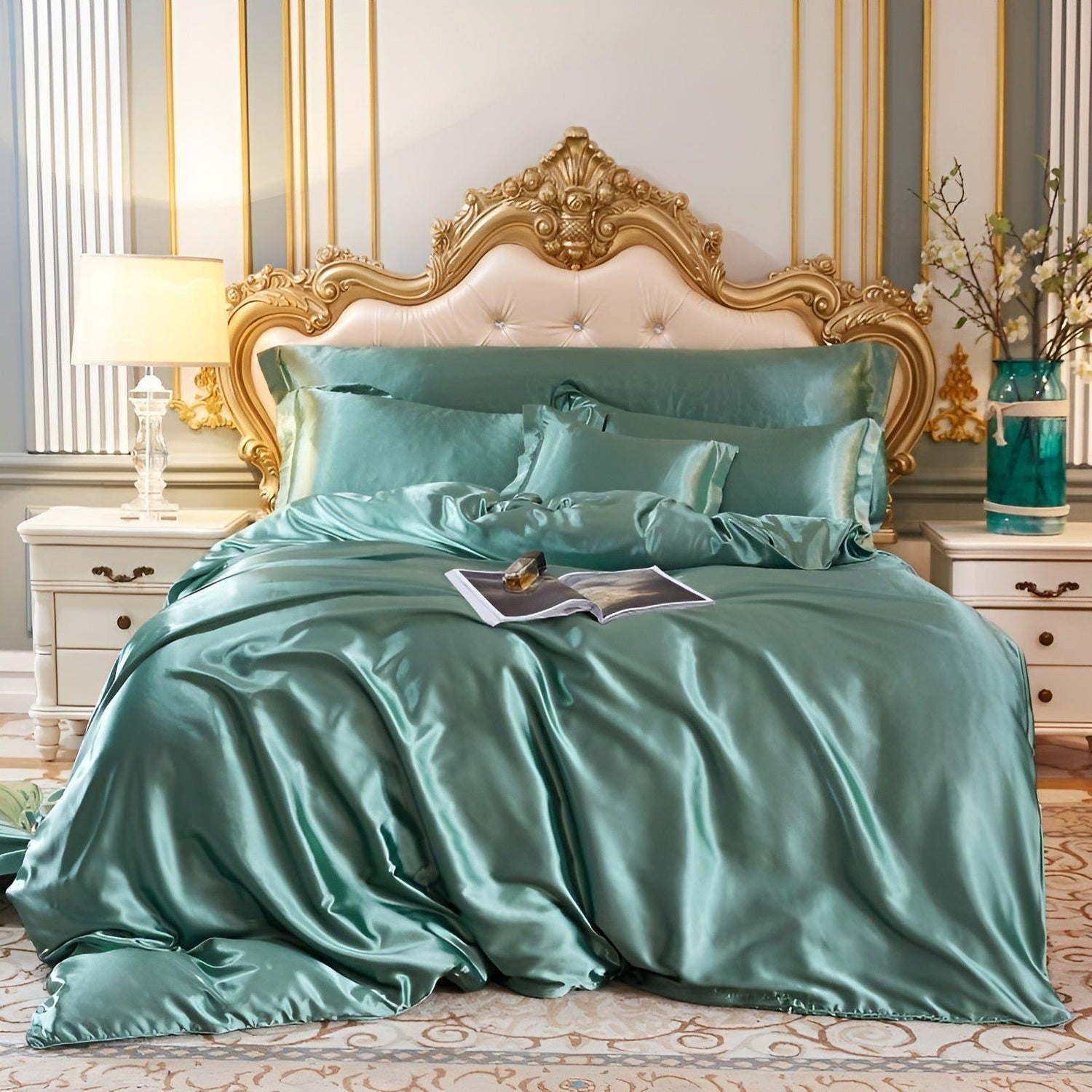 RoyalSilk Sängkläder - Lyxigt Satin Duvet Set (1 Påslakan + 1 Duvetörngott + 2 Örngott)