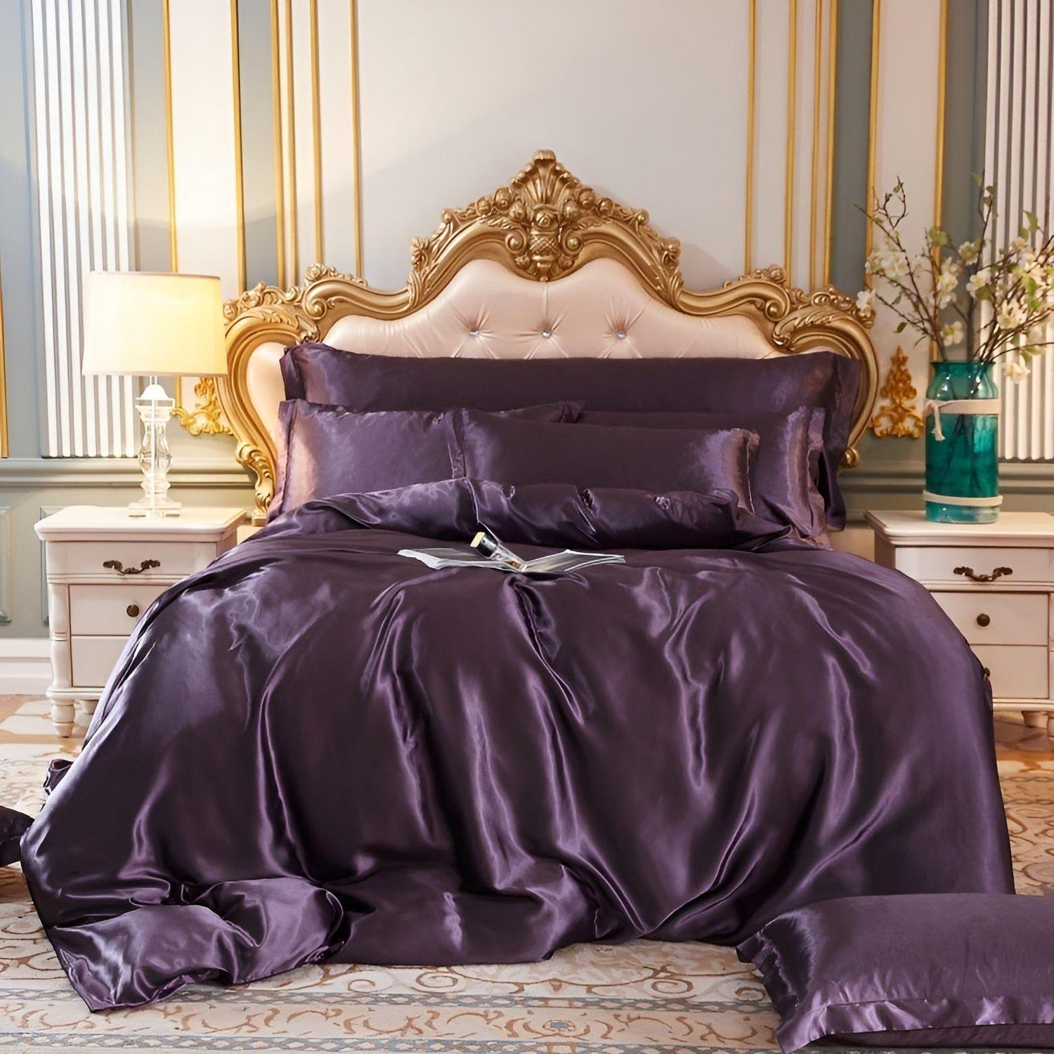 RoyalSilk Sängkläder - Lyxigt Satin Duvet Set (1 Påslakan + 1 Duvetörngott + 2 Örngott)