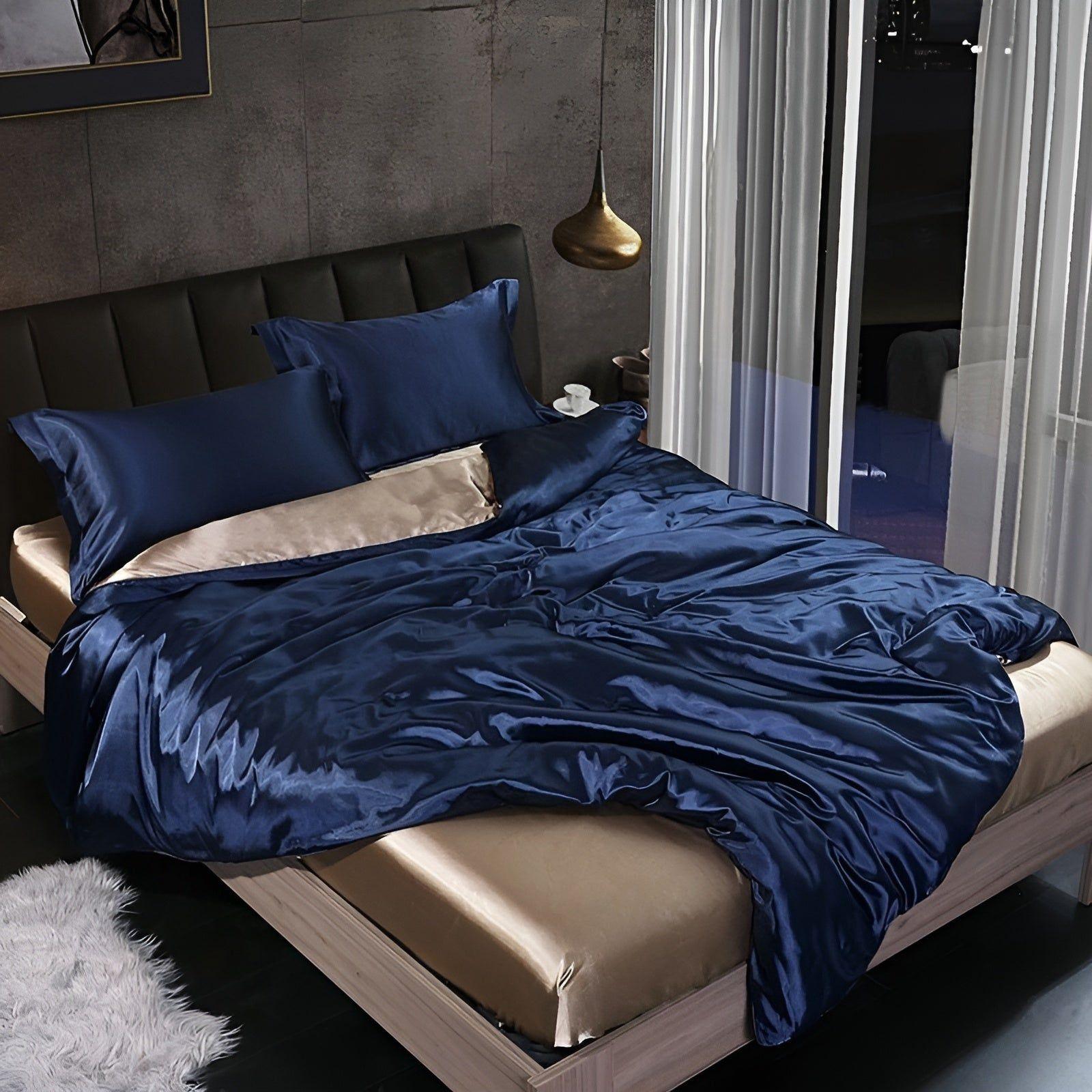 RoyalSilk Sängkläder - Lyxigt Satin Duvet Set (1 Påslakan + 1 Duvetörngott + 2 Örngott)