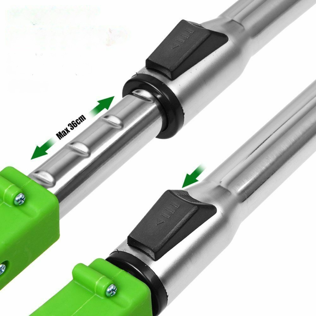 Batteridriven grästrimmer med justerbart handtag