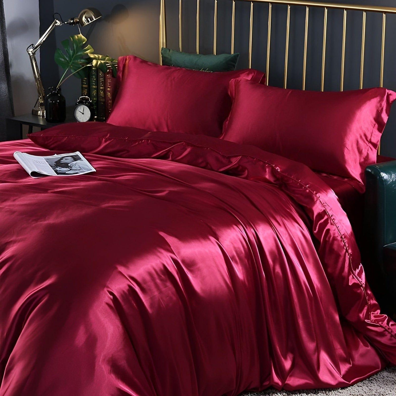 RoyalSilk Sängkläder - Lyxigt Satin Duvet Set (1 Påslakan + 1 Duvetörngott + 2 Örngott)