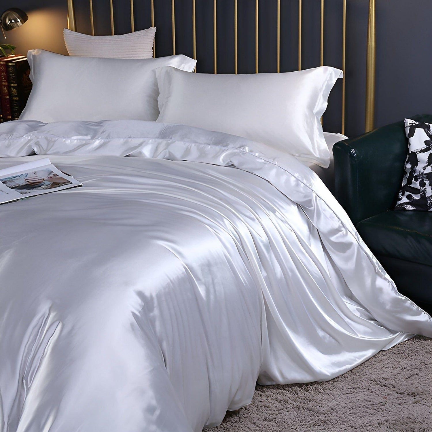 RoyalSilk Sängkläder - Lyxigt Satin Duvet Set (1 Påslakan + 1 Duvetörngott + 2 Örngott)