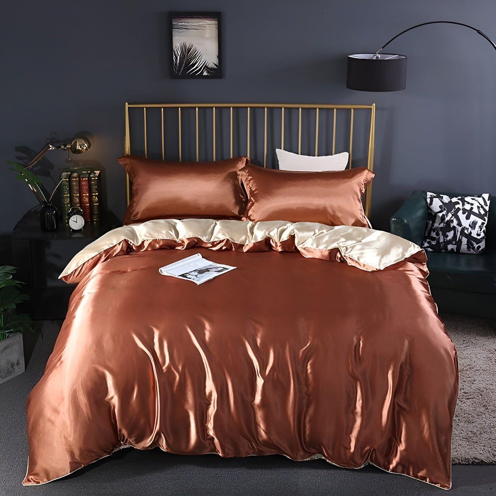 RoyalSilk Sängkläder - Lyxigt Satin Duvet Set (1 Påslakan + 1 Duvetörngott + 2 Örngott)