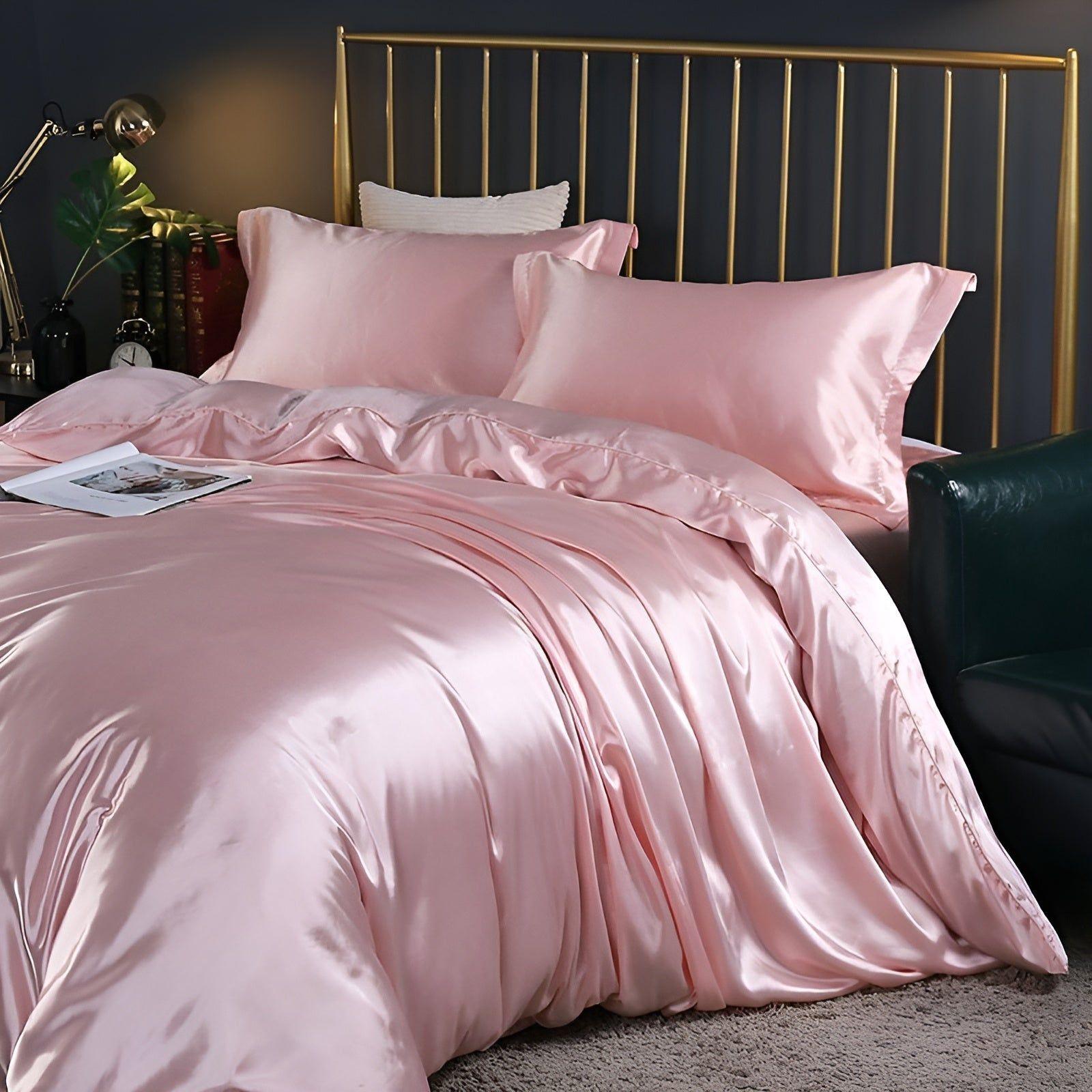 RoyalSilk Sängkläder - Lyxigt Satin Duvet Set (1 Påslakan + 1 Duvetörngott + 2 Örngott)