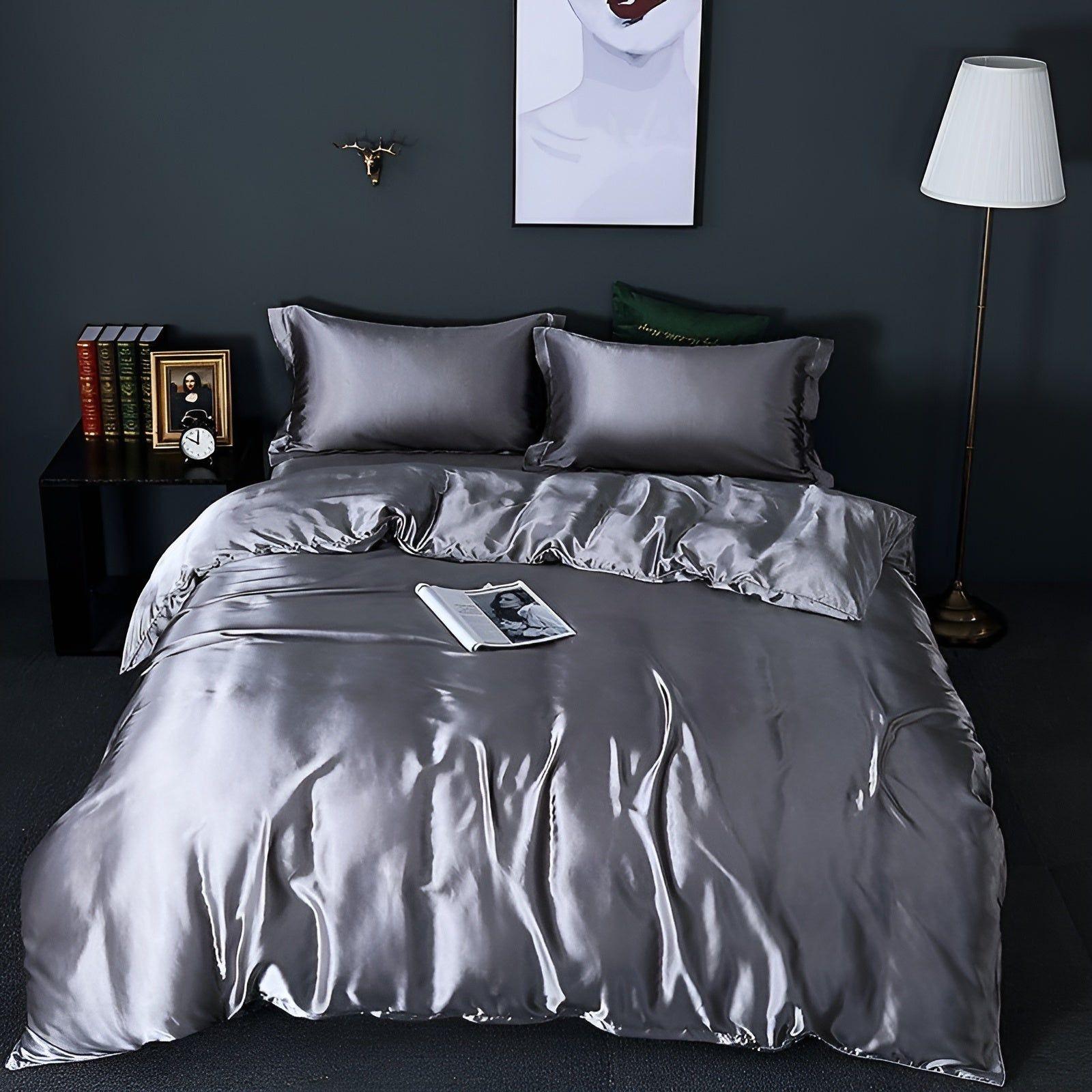 RoyalSilk Sängkläder - Lyxigt Satin Duvet Set (1 Påslakan + 1 Duvetörngott + 2 Örngott)