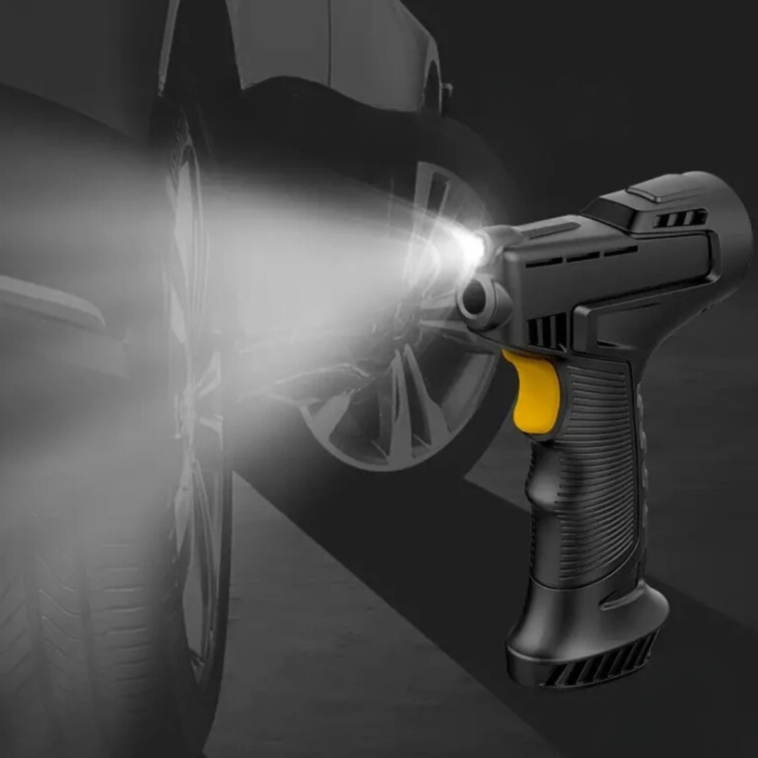 Däckpump med digital display och LED-lampa