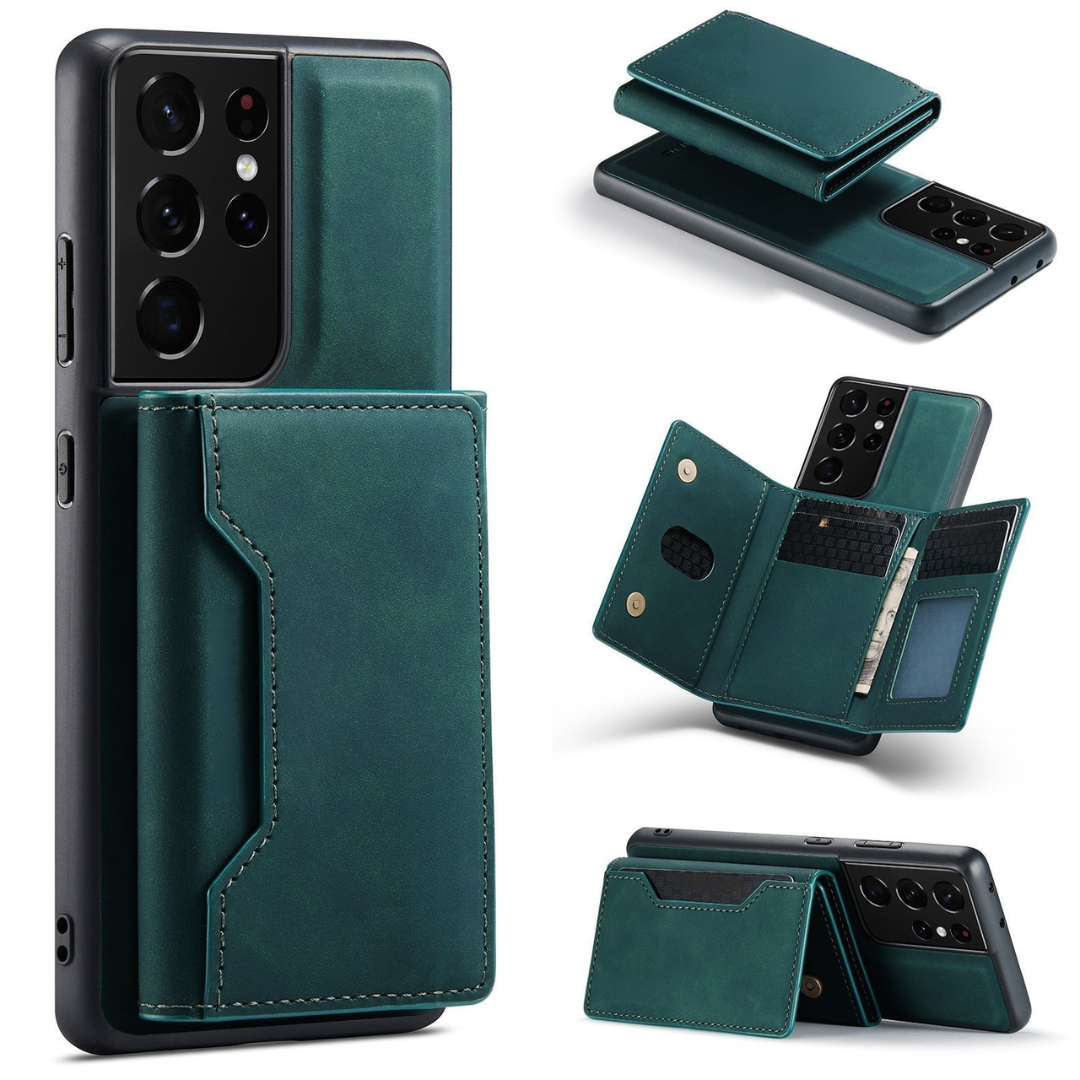 Telefonfodral med läderkortplåtsöverdrag