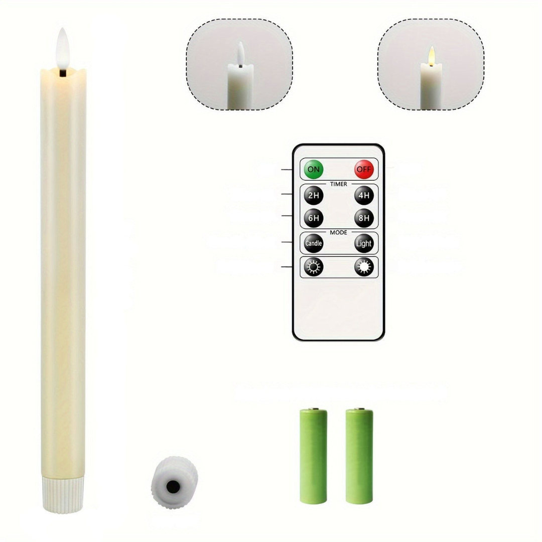 LED-ljusstakar Fladdrande Flamsfria Elfenben Set