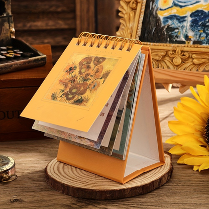 Skrivbordskalender med klassisk konstdesign