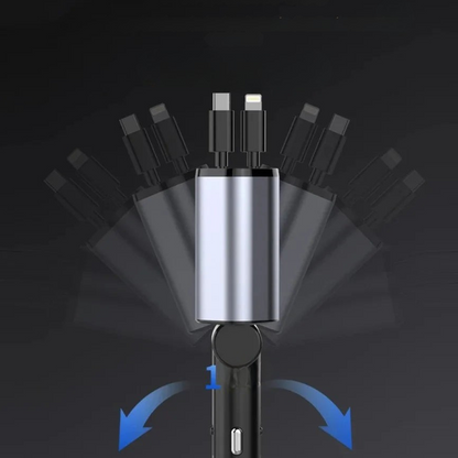 Snabb laddning utdragbar USB bil laddare