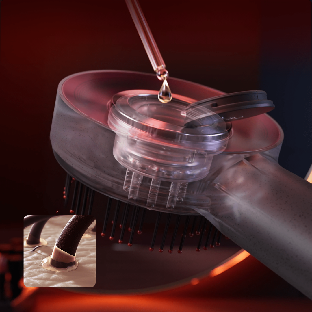 Huvdmassageborste med röd ljusbehandling