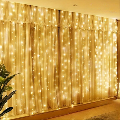 Fairy Curtain Lights USB Fjärrkontroll Varm Vit