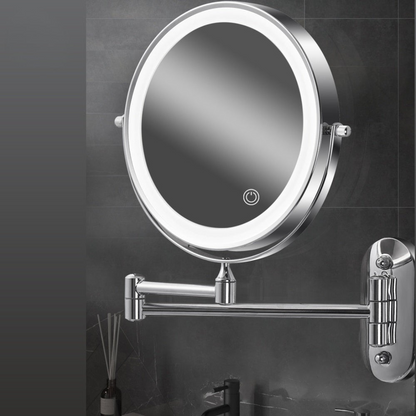 Makeup Spegel Väggmonterad LED Krom Rund