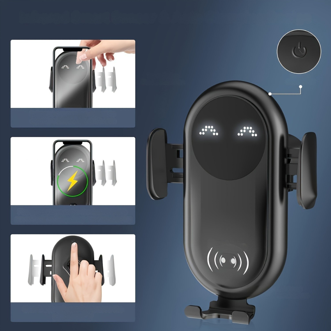 Bilhållare med trådlös laddningsfäste