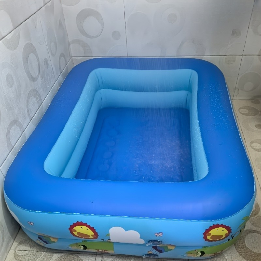 Uppblåsbar Familjepool Blå PVC Rektangulär