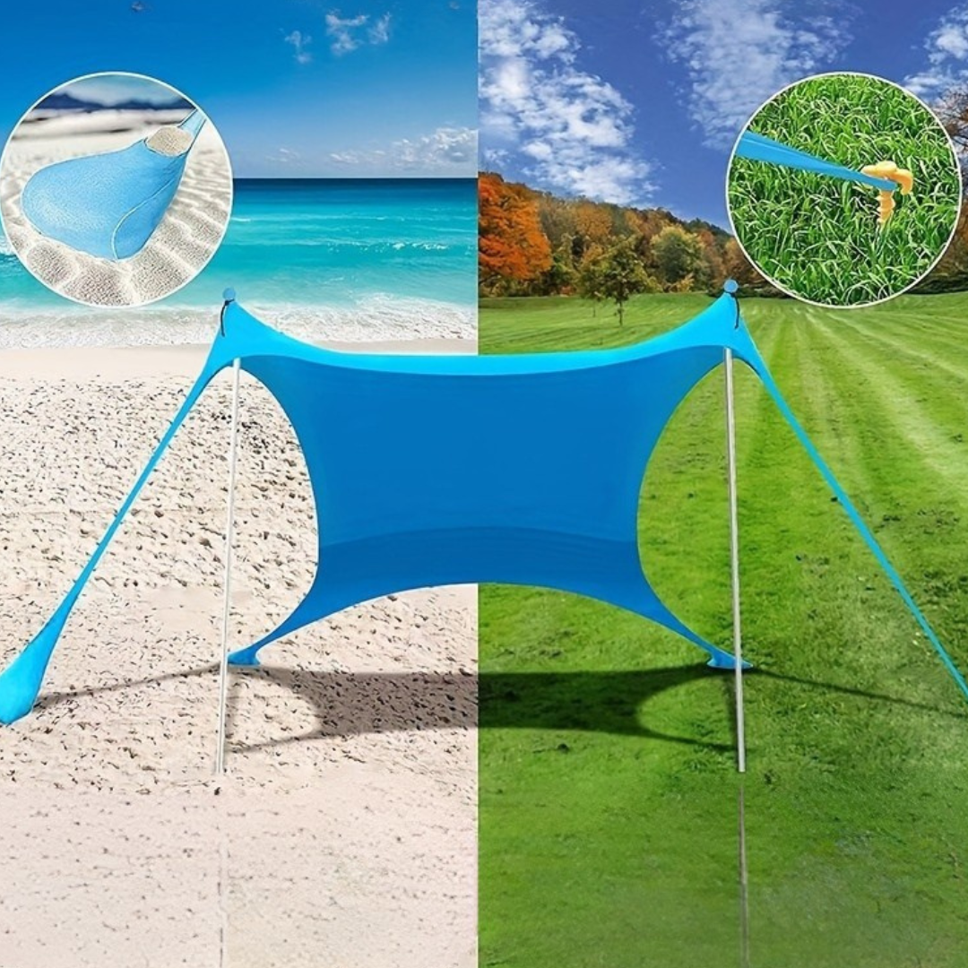 Strand Solskydd Tält med Stänger