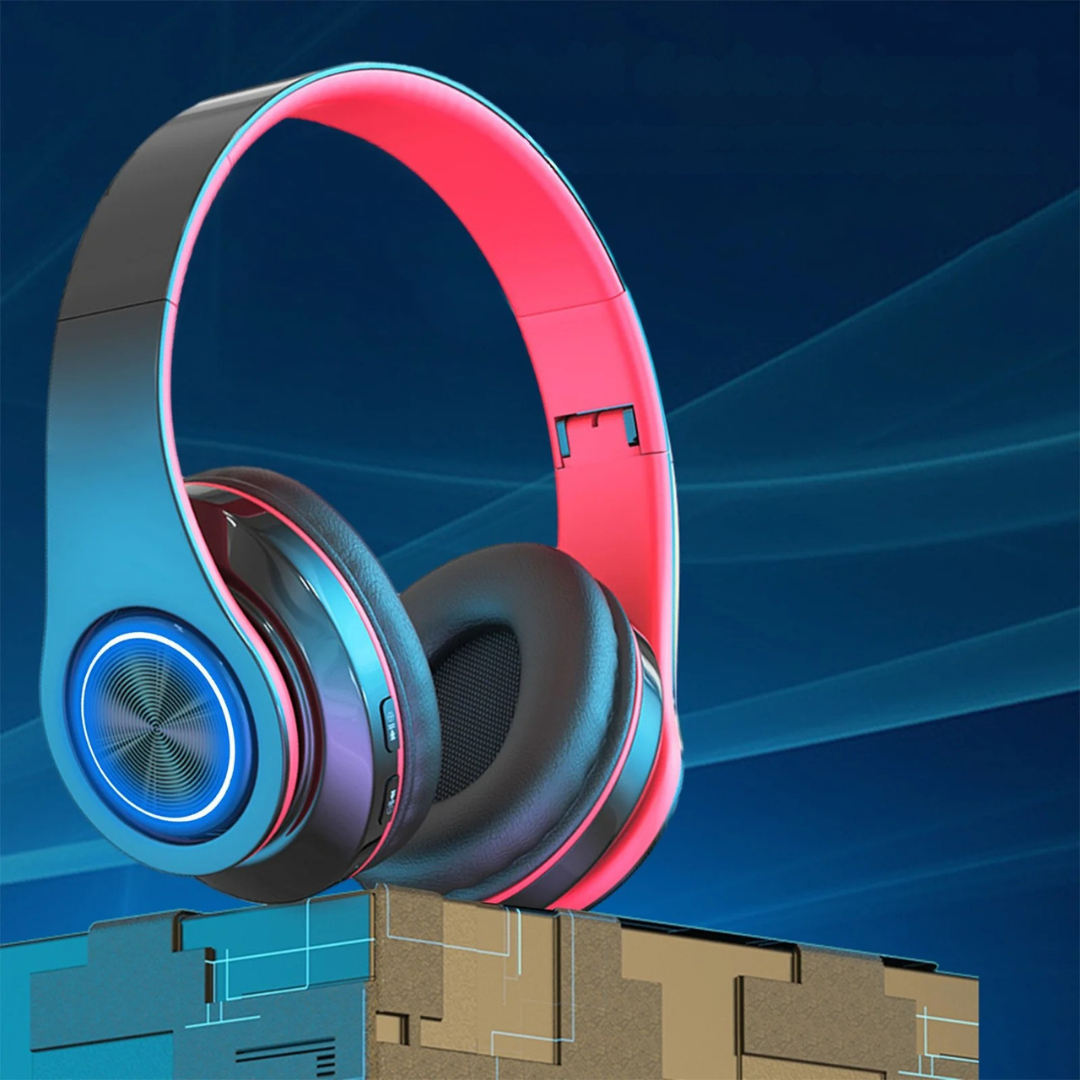 Trådlösa hörlurar LED-ljus över örat headset