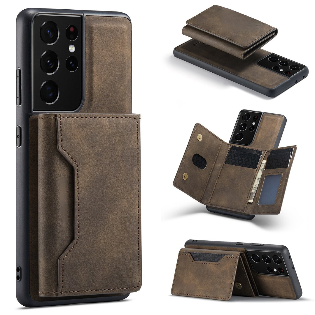 Telefonfodral med läderkortplåtsöverdrag