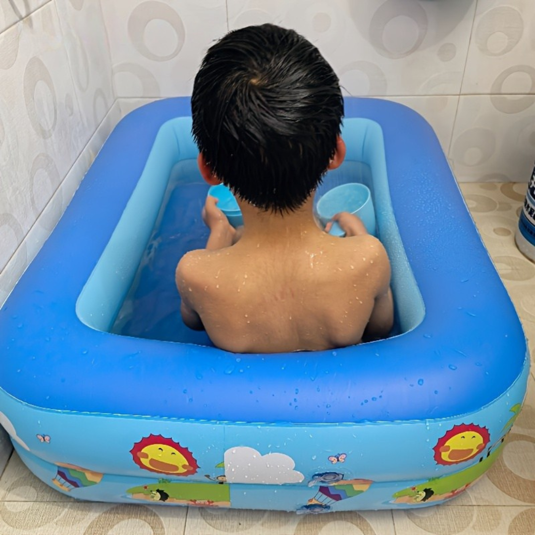 Uppblåsbar Familjepool Blå PVC Rektangulär