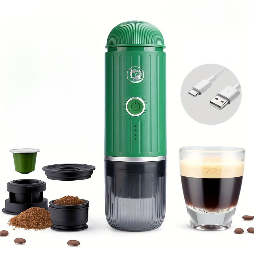 Kompakt rese-espresso-maskin med USB-laddning