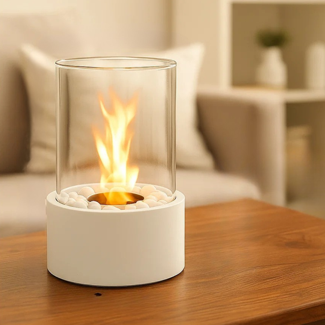 Portabel Bordskamin i Metall för Inomhusbruk