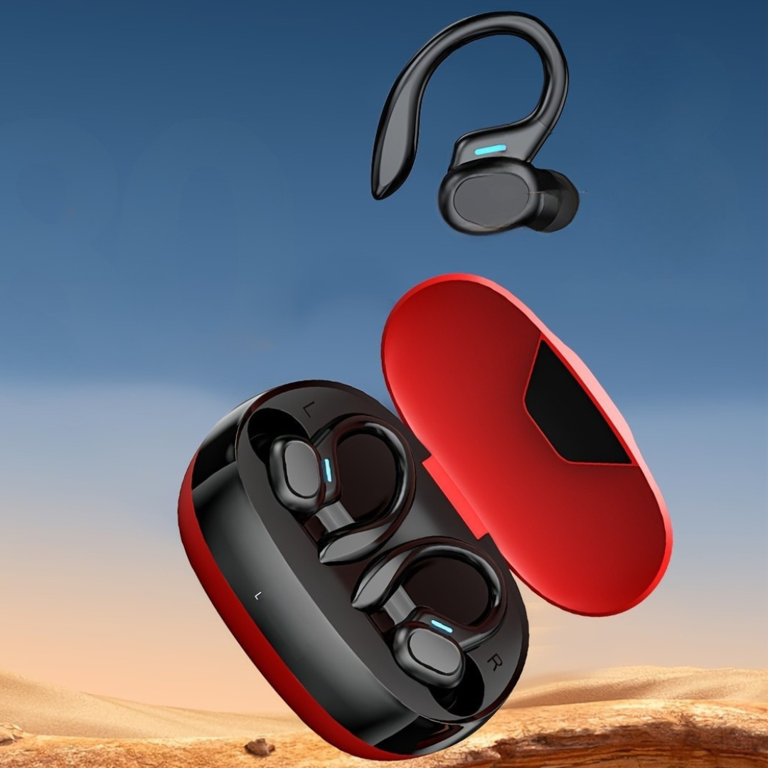 Hörlurar med sportöronhake LED-displayfodral