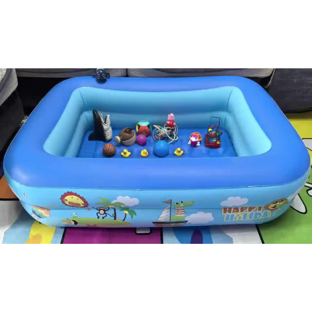 Uppblåsbar Familjepool Blå PVC Rektangulär
