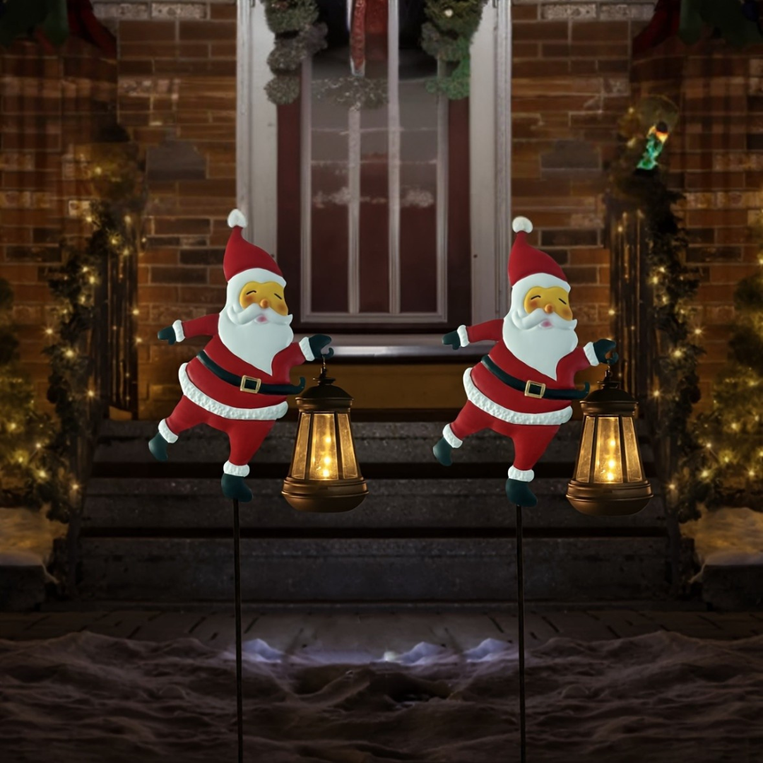 Utomhus solarlampor med Santa lykta